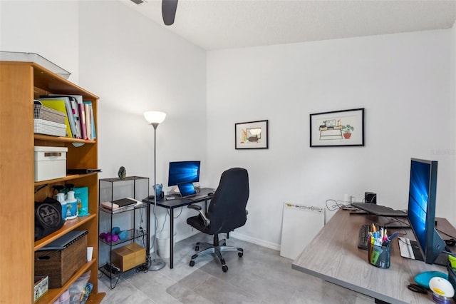 892 Crestridge Cir, Tarpon Springs, FL 34688 - office space with a ceiling fan and baseboards