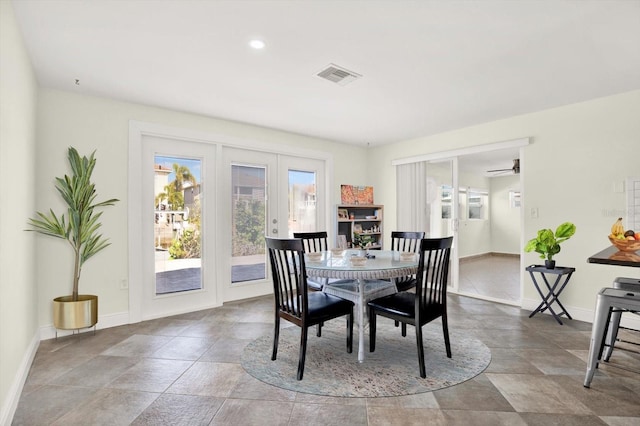 13926 Darlene Ave, Hudson, FL 34667 - dining space with baseboards, a ceiling fan, and recessed lighting