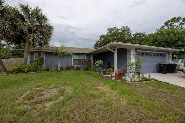 1468 Wigmore St SE, Palm Bay, FL 32909 - ranch-style home with a garage, a front yard, and stucco siding
