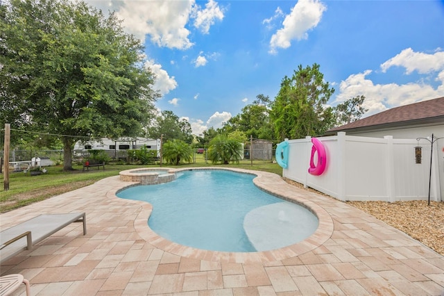3217 Mott Rd, Dover, FL 33527 - view of pool featuring a fenced backyard, a patio, and a pool with connected hot tub