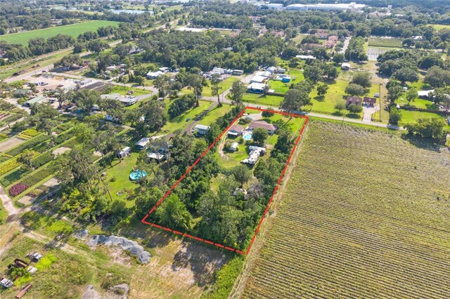 3217 Mott Rd, Dover, FL 33527 - overview of rural landscape with property parcel outlined and extensive farmland