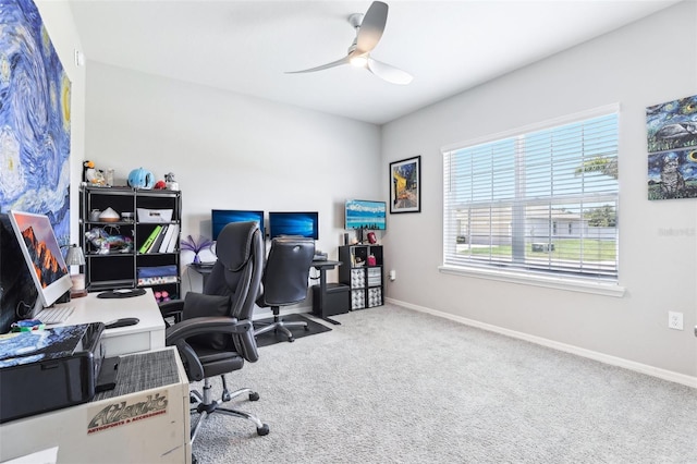 229 St Thomas Dr, Mulberry, FL 33860 - carpeted office space with a ceiling fan and baseboards