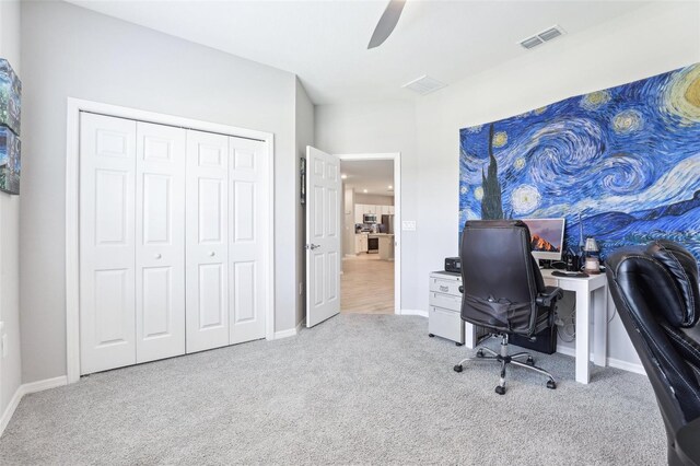 229 St Thomas Dr, Mulberry, FL 33860 - carpeted office featuring baseboards and ceiling fan