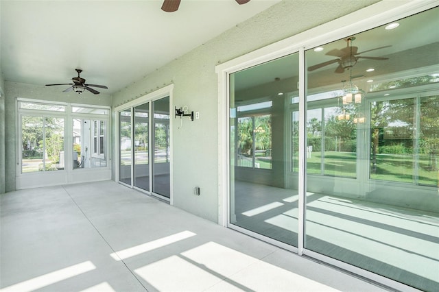 212 Shell Creek Ct, Apollo Beach, FL 33572 - unfurnished sunroom with a ceiling fan and french doors