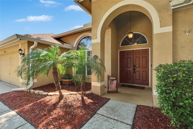 4418 River Overlook Dr, Valrico, FL 33596 - property entrance featuring stucco siding and an attached garage