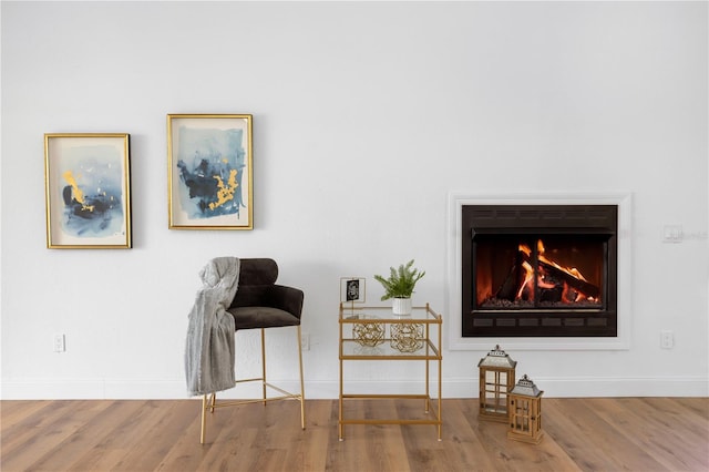 1161 Orangewood Ave, Deland, FL 32724 - sitting room featuring wood finished floors, baseboards, and a lit fireplace