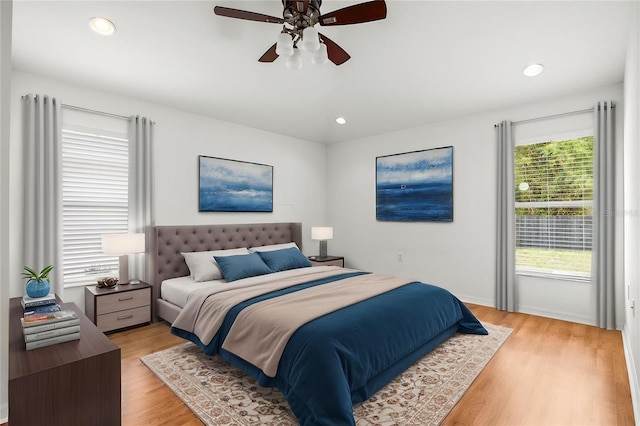 12746 Standbridge Dr, Riverview, FL 33579 - bedroom with light wood-style flooring, recessed lighting, and ceiling fan