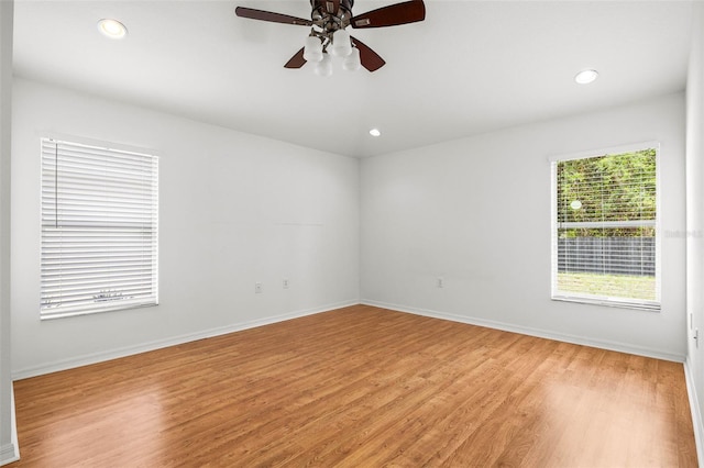 12746 Standbridge Dr, Riverview, FL 33579 - empty room featuring light wood-style flooring, a ceiling fan, baseboards, and recessed lighting