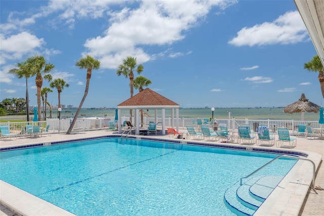 3595 41st Ln S Unit L, Saint Petersburg, FL 33711 - community pool with a gazebo and a patio area