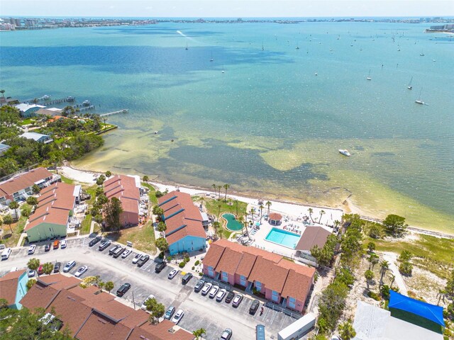 3595 41st Ln S Unit L, Saint Petersburg, FL 33711 - aerial view of property and surrounding area featuring a nearby body of water and a pool