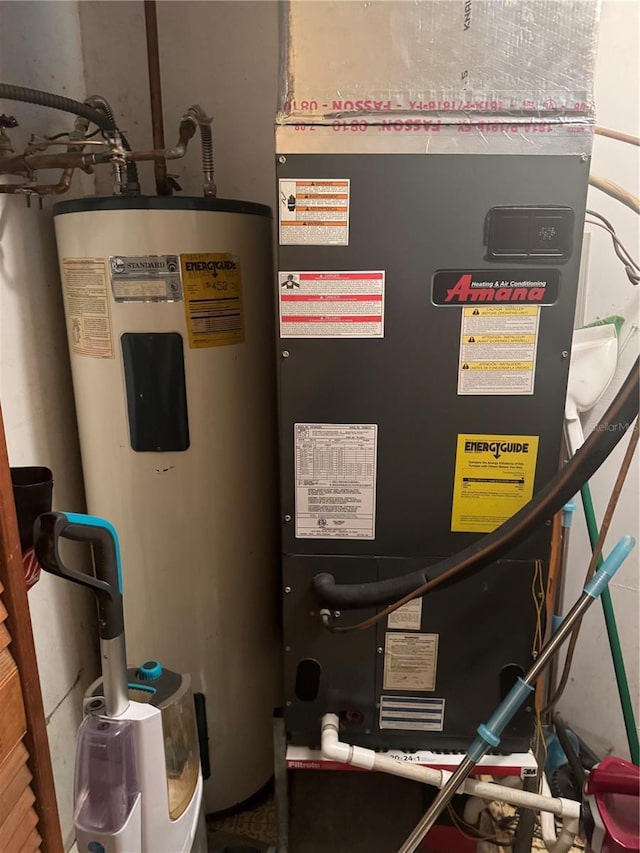 2220 Woods Trl, Lakeland, FL 33809 - utility room featuring electric water heater and heating unit