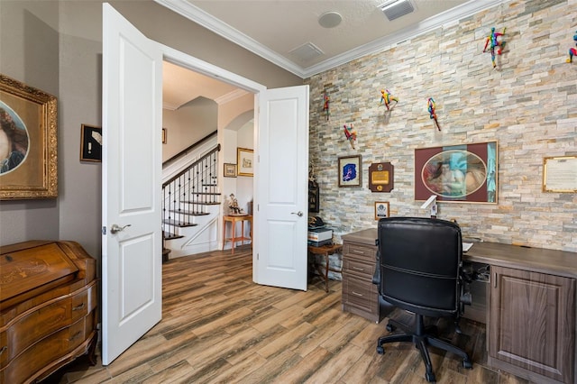 12672 Fontana Loop, Bradenton, FL 34211 - office featuring light wood-type flooring, ornamental molding, and arched walkways