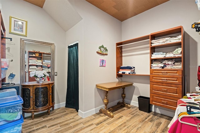 12672 Fontana Loop, Bradenton, FL 34211 - home office featuring light wood-style floors, vaulted ceiling, and baseboards