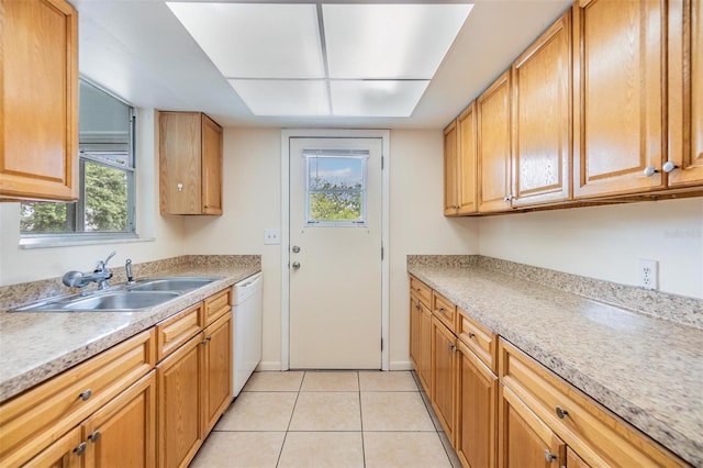 1485 Lakeview Rd Unit 19, Clearwater, FL 33756 - kitchen featuring a sink, white dishwasher, light tile patterned flooring, and light countertops