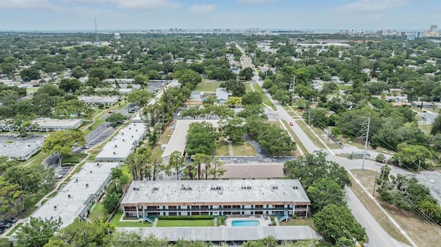 1485 Lakeview Rd Unit 19, Clearwater, FL 33756 - aerial overview of property's location with a tree filled landscape and nearby urban area