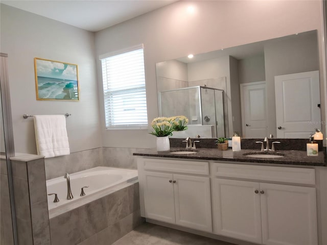 24815 Lambrusco Loop, Lutz, FL 33559 - full bath featuring a stall shower, double vanity, and a bath