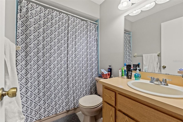 7124 Barclay Ave Unit A, Spring Hill, FL 34609 - bathroom featuring toilet, vanity, and curtained shower