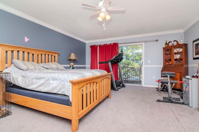 2648 Sabal Springs Dr Unit 2, Clearwater, FL 33761 - carpeted bedroom with ornamental molding, access to outside, baseboards, and a ceiling fan