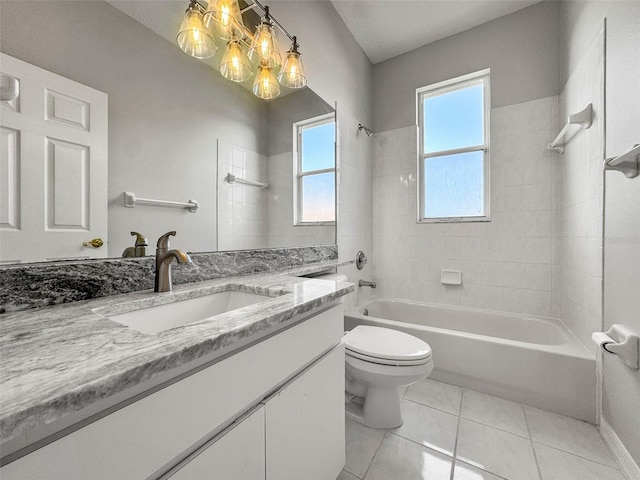5160 Loquat Ct, Palm Harbor, FL 34685 - full bathroom with shower / bath combination, vanity, toilet, and tile patterned flooring