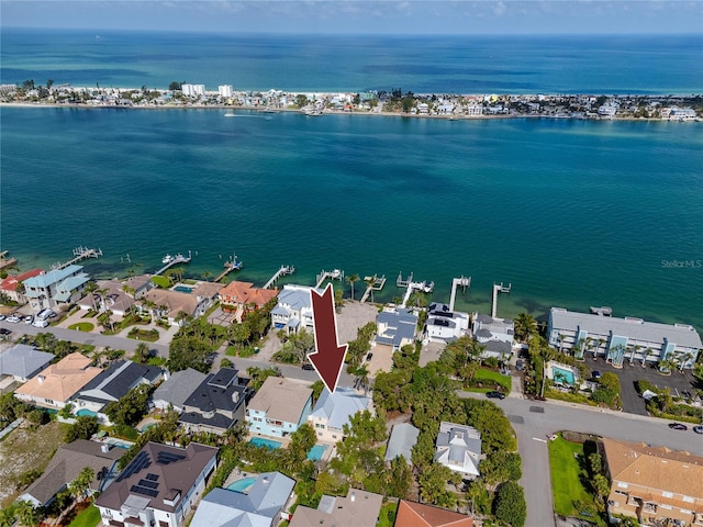 405 8th Ave N, Tierra Verde, FL 33715 - aerial view of property and surrounding area featuring a nearby body of water and nearby suburban area