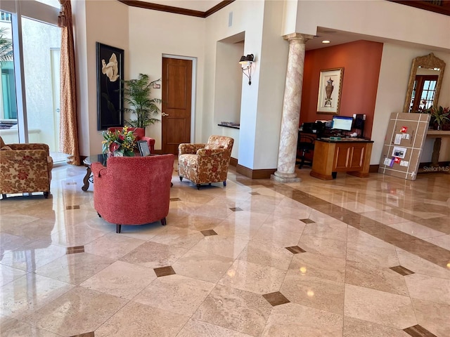 1180 Gulf Blvd Unit 306, Clearwater, FL 33767 - common area with a towering ceiling, crown molding, and recessed lighting