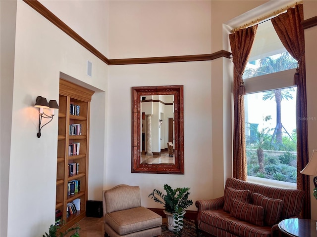 1180 Gulf Blvd Unit 306, Clearwater, FL 33767 - sitting room with a high ceiling, healthy amount of natural light, and baseboards