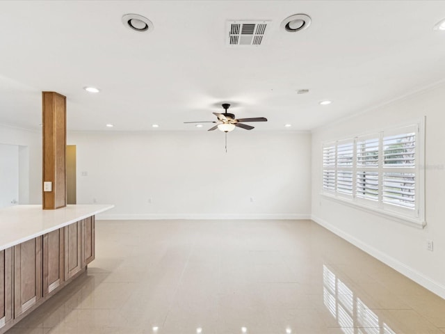 2016 Cove Dr, Largo, FL 33774 - unfurnished room featuring ceiling fan, recessed lighting, baseboards, and ornamental molding