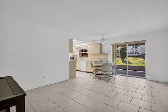 1598 Brookside Blvd, Largo, FL 33770 - dining space featuring ceiling fan and light tile patterned floors
