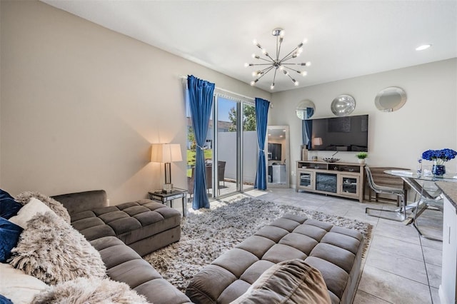 7030 Summer Holly Pl, Riverview, FL 33578 - tiled living area featuring a chandelier