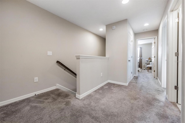 7030 Summer Holly Pl, Riverview, FL 33578 - hallway with an upstairs landing, carpet, and recessed lighting
