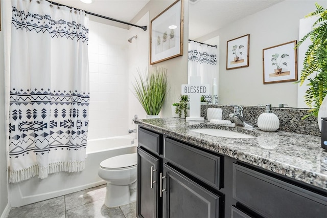 7030 Summer Holly Pl, Riverview, FL 33578 - full bathroom featuring vanity, shower / tub combo with curtain, and tile patterned floors