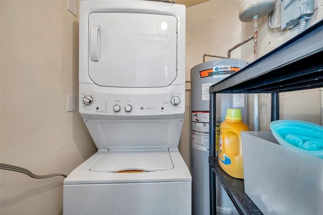 1117 Tyrone Blvd N, Saint Petersburg, FL 33710 - laundry room with stacked washer and clothes dryer and water heater
