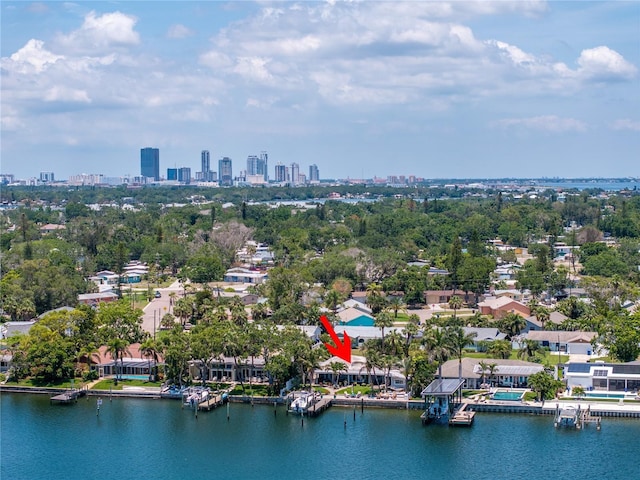 4649 Neptune Dr SE, Saint Petersburg, FL 33705 - drone / aerial view of skyline and a large body of water