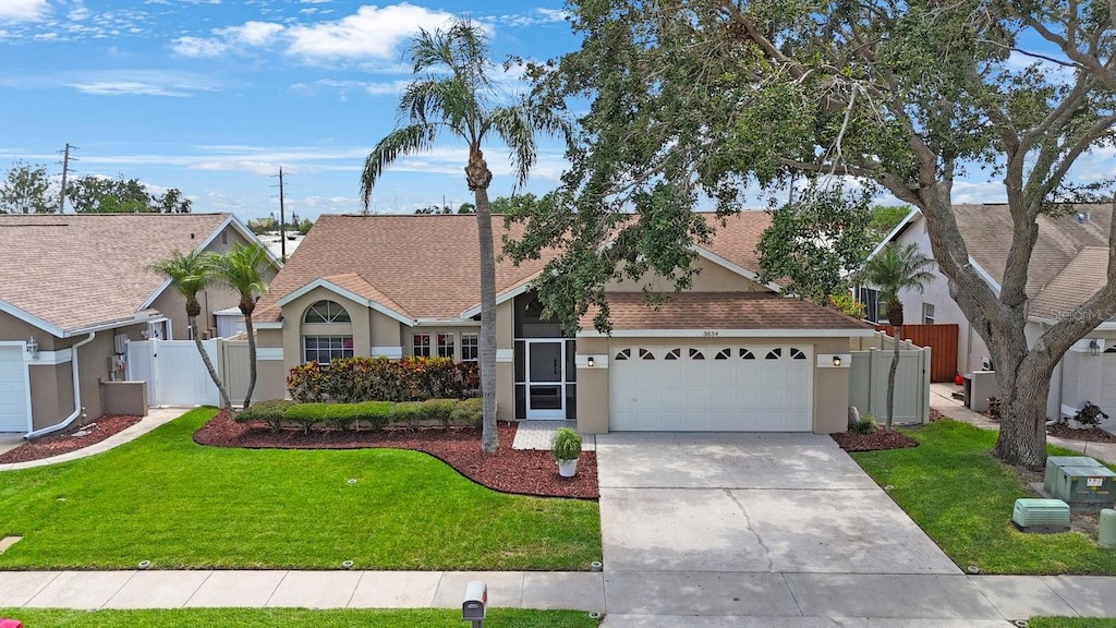 3834 102nd Pl N, Clearwater, FL 33762 - ranch-style home featuring a garage, stucco siding, and concrete driveway