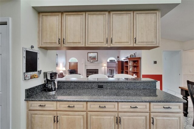 905 Balsamina Dr, Brandon, FL 33510 - kitchen with light brown cabinets and dark stone countertops