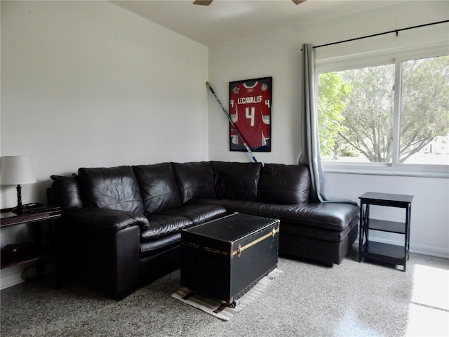 10308 Fore Dr, Tampa, FL 33612 - carpeted living room featuring a ceiling fan