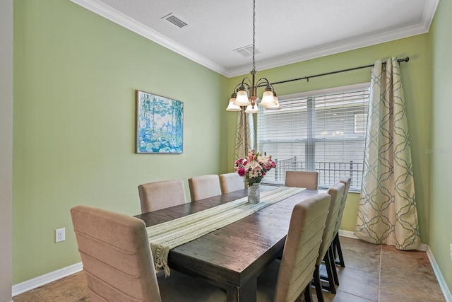 5401 Match Point Pl, Lithia, FL 33547 - dining room with a chandelier, baseboards, and crown molding