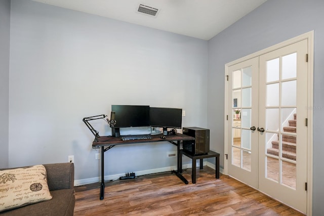 5401 Match Point Pl, Lithia, FL 33547 - office with french doors, wood finished floors, and baseboards