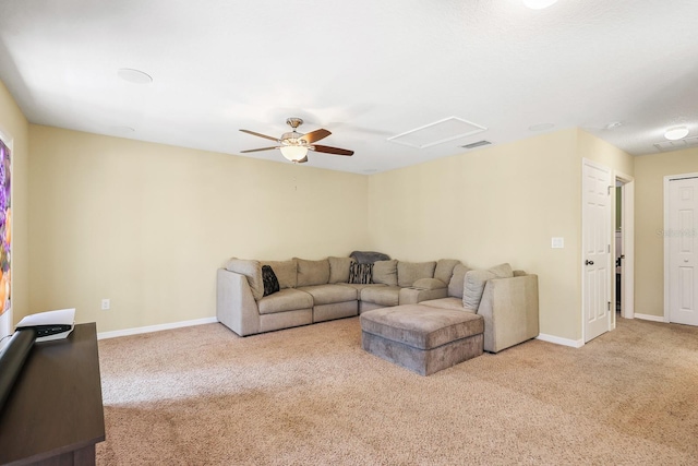 5401 Match Point Pl, Lithia, FL 33547 - living room featuring carpet floors, ceiling fan, and baseboards