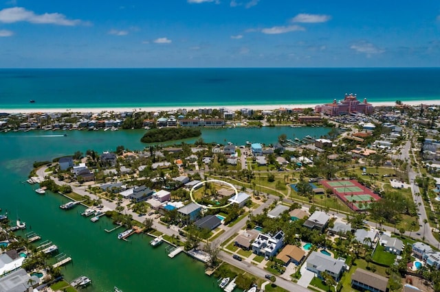3111 S De Bazan Ave, St Pete Beach, FL 33706 - aerial overview of property's location with a large body of water and nearby suburban area