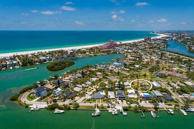 3111 S De Bazan Ave, St Pete Beach, FL 33706 - aerial perspective of suburban area featuring a nearby body of water