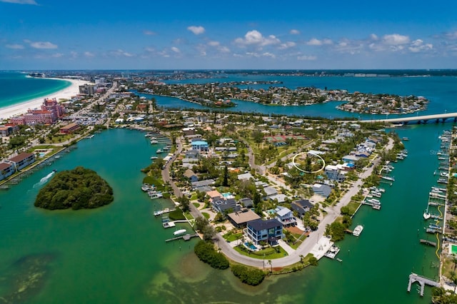 3111 S De Bazan Ave, St Pete Beach, FL 33706 - aerial view of property and surrounding area featuring a nearby body of water