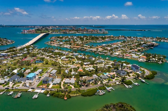 3111 S De Bazan Ave, St Pete Beach, FL 33706 - aerial view of property and surrounding area with a nearby body of water and numerous boat docks