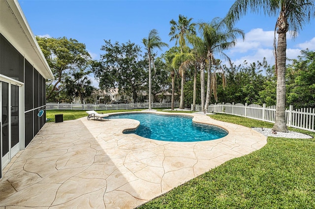 4353 Dewey Dr, New Port Richey, FL 34652 - view of swimming pool with a sunroom and a patio