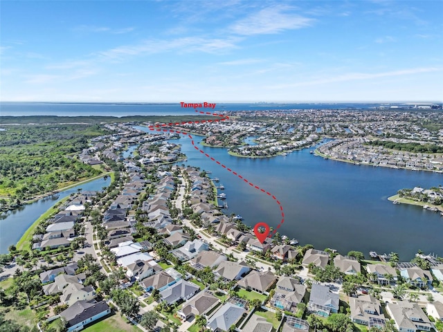5225 Brighton Shore Dr, Apollo Beach, FL 33572 - aerial overview of property's location with a large body of water and nearby suburban area