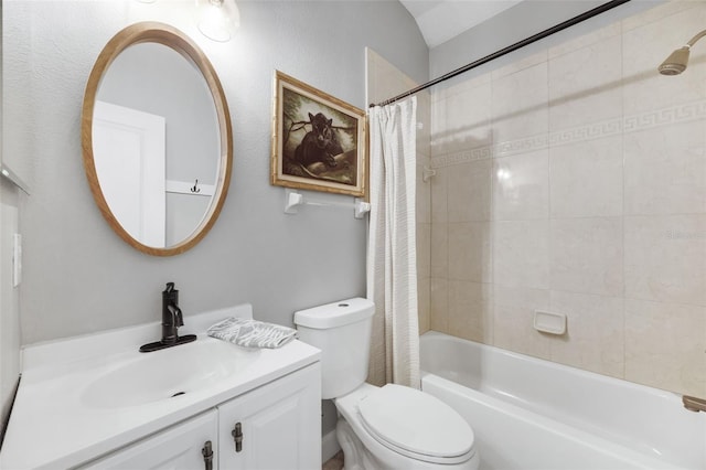5225 Brighton Shore Dr, Apollo Beach, FL 33572 - bathroom featuring vanity, toilet, and shower / tub combo with curtain