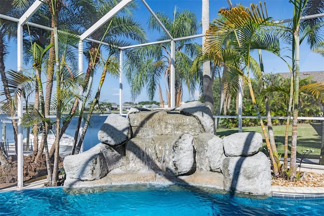 5225 Brighton Shore Dr, Apollo Beach, FL 33572 - view of pool with a lanai