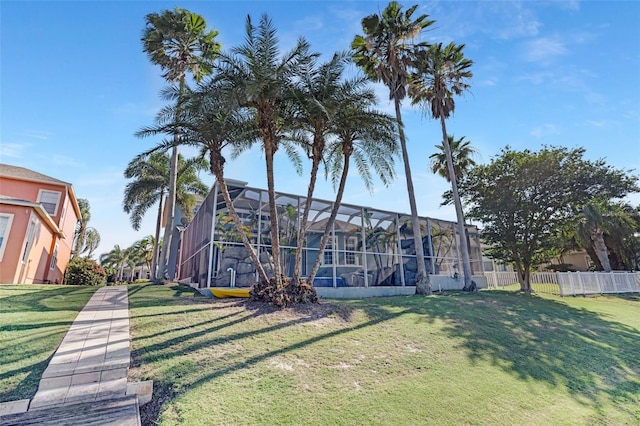 5225 Brighton Shore Dr, Apollo Beach, FL 33572 - view of yard with glass enclosure