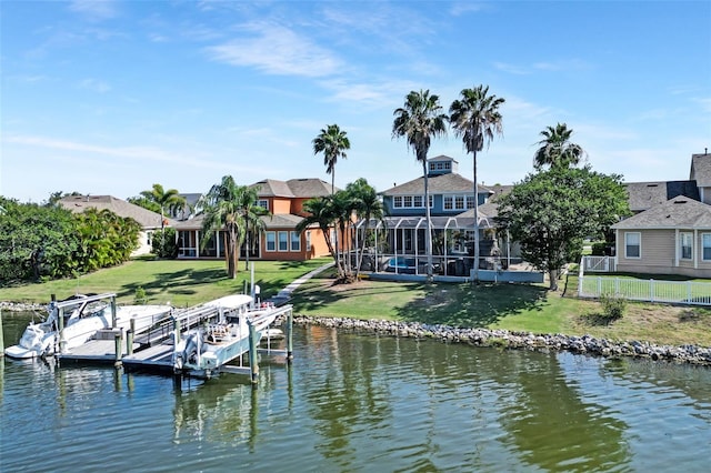 5225 Brighton Shore Dr, Apollo Beach, FL 33572 - dock area with boat lift and a water view