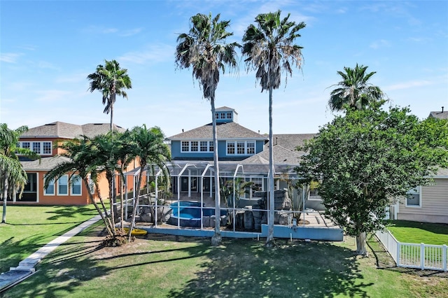 5225 Brighton Shore Dr, Apollo Beach, FL 33572 - back of property featuring an outdoor pool, a lanai, and a patio area